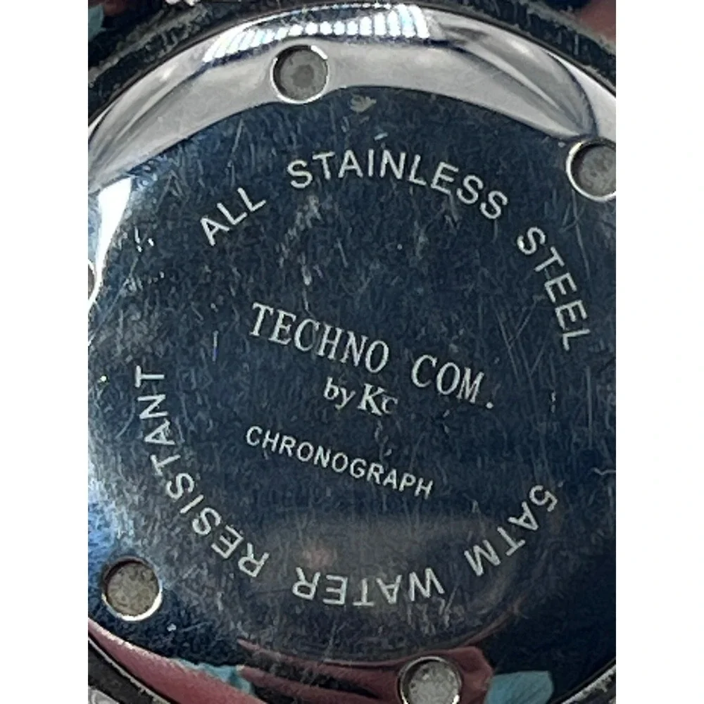 Techno Com KC Mens Chronograph‎ Watch Stainless Steel Rhinestone Accents NO BAND